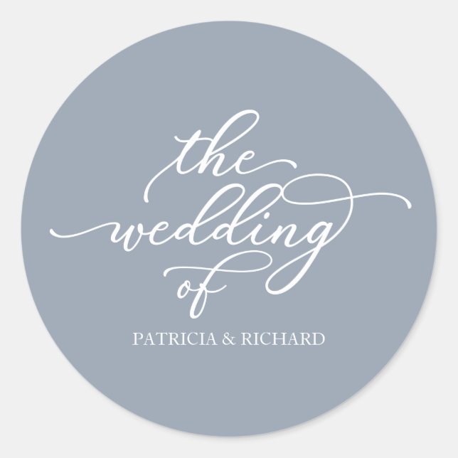 Calligraphy Dusty Blue Wedding Invitation Seal  (Front)