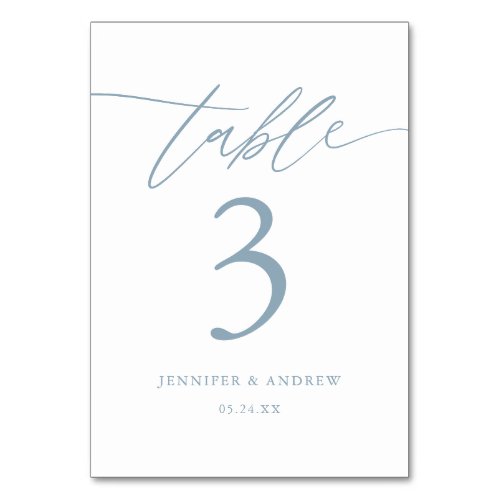 Calligraphy Dusty Blue Wedding Table Seating Cards