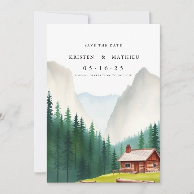 Calligraphy Editable Mountain Save The Date (Front)
