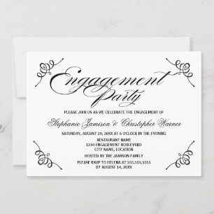 Calligraphy Elegance Engagement Party Invitation