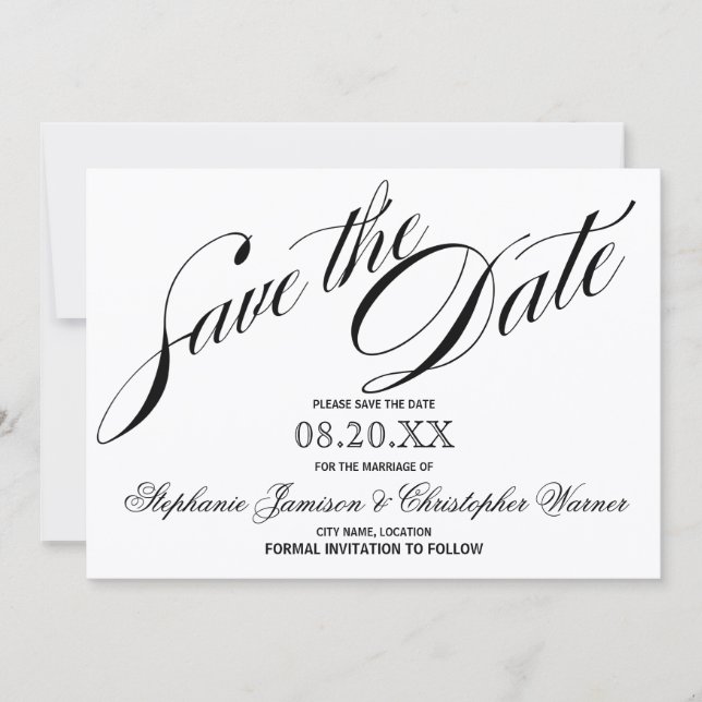 Calligraphy Elegance Script Save The Date (Front)