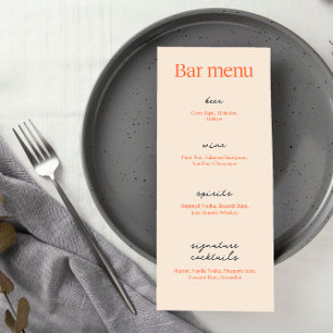 Calligraphy Elegant Beige Wedding   Drink Bar  Menu
