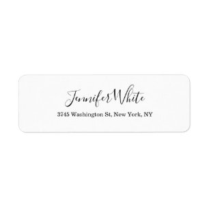 Calligraphy Elegant Black & White Chic Plain Label