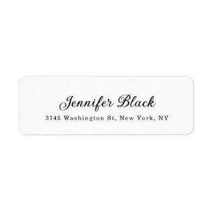 Calligraphy Elegant Black & White Name Addresss Label