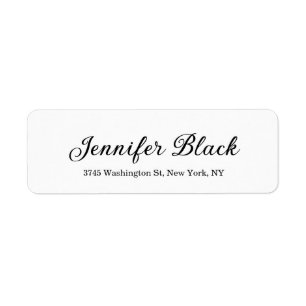 Calligraphy Elegant Black & White Name Addresss Label