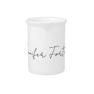 Calligraphy Elegant Black & White Plain Simple Beverage Pitcher