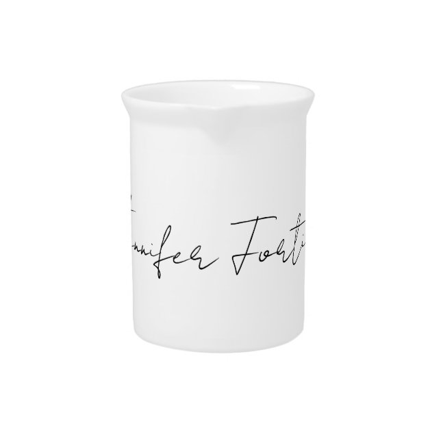 Calligraphy Elegant Black & White Plain Simple Beverage Pitcher (Front)
