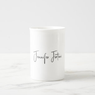 Calligraphy Elegant Black & White Plain Simple Bone China Mug