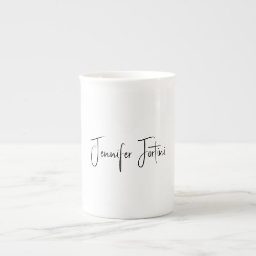 Calligraphy Elegant Black  White Plain Simple Bone China Mug