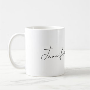 Calligraphy Elegant Black & White Plain Simple Coffee Mug