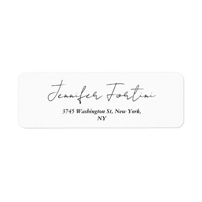 Calligraphy Elegant Black & White Plain Simple Lab Label (Front)