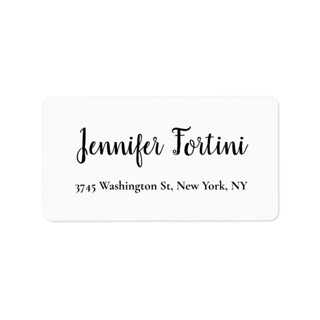 Calligraphy Elegant Black & White Plain Simple Label (Front)