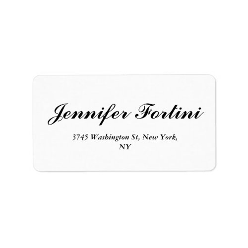 Calligraphy Elegant Black  White Plain Simple Label