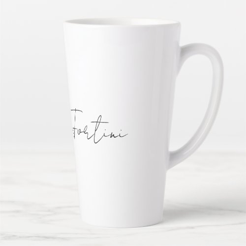 Calligraphy Elegant Black  White Plain Simple Latte Mug
