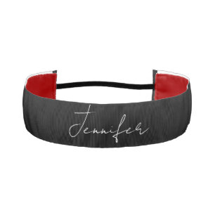 Calligraphy Elegant Black White Plain Simple Name Athletic Headband