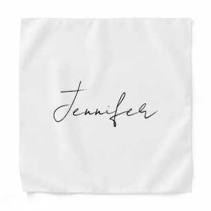 Calligraphy Elegant Black White Plain Simple Name Bandana