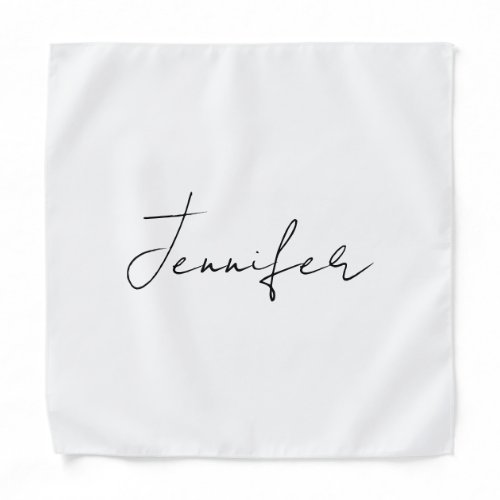 Calligraphy Elegant Black White Plain Simple Name Bandana