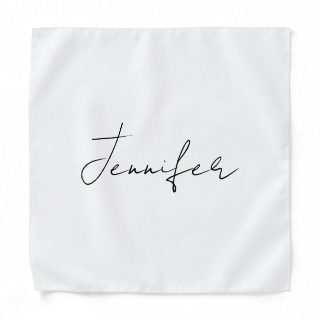 Calligraphy Elegant Black White Plain Simple Name Bandana (Front)