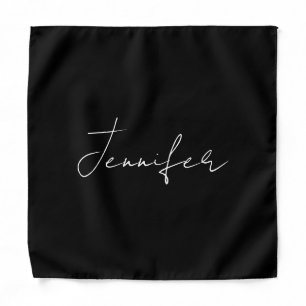 Calligraphy Elegant Black White Plain Simple Name Bandana