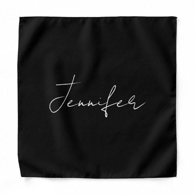 Calligraphy Elegant Black White Plain Simple Name Bandana (Front)