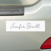 Calligraphy Elegant Black White Plain Simple Name Bumper Sticker (On Car)