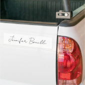 Calligraphy Elegant Black White Plain Simple Name Bumper Sticker (On Truck)