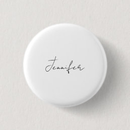 Calligraphy Elegant Black White Plain Simple Name Button