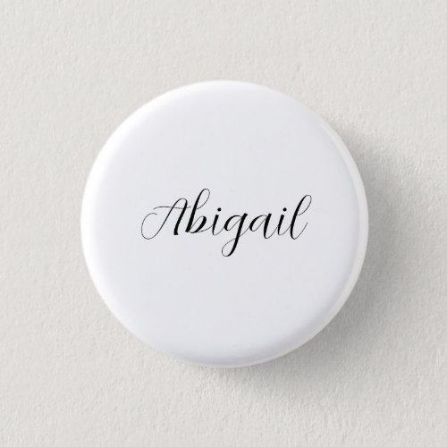 Calligraphy Elegant Black White Plain Simple Name Button