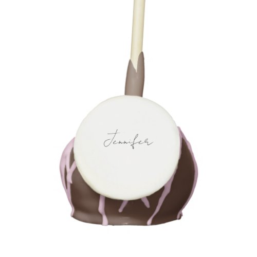 Calligraphy Elegant Black White Plain Simple Name Cake Pops