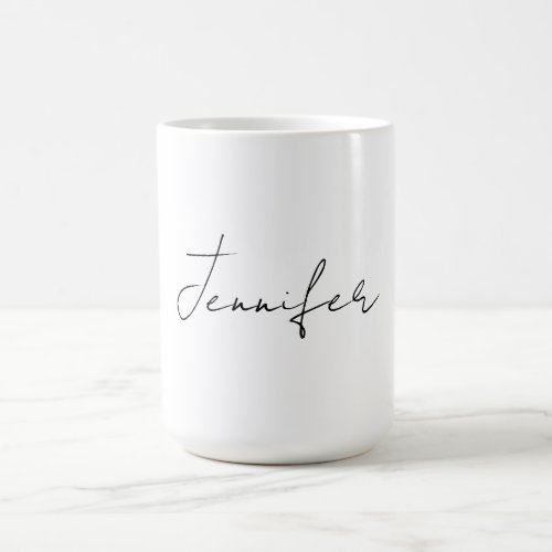 Calligraphy Elegant Black White Plain Simple Name Coffee Mug