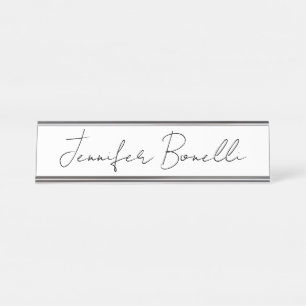 Calligraphy Elegant Black White Plain Simple Name Desk Name Plate