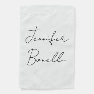 Calligraphy Elegant Black White Plain Simple Name Garden Flag