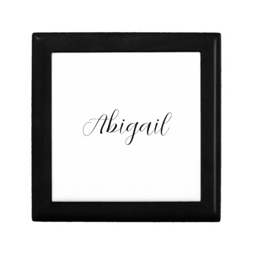 Calligraphy Elegant Black White Plain Simple Name Gift Box