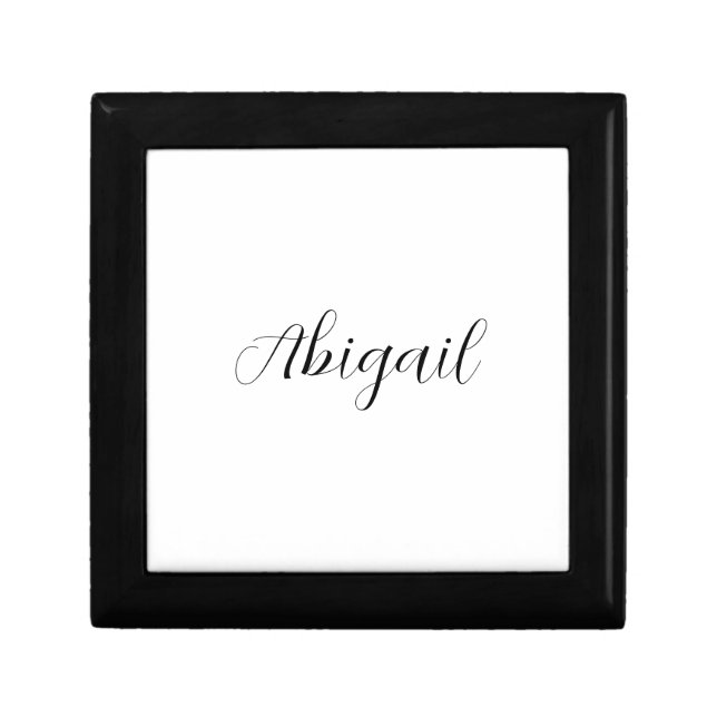 Calligraphy Elegant Black White Plain Simple Name Gift Box (Front)