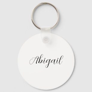 Calligraphy Elegant Black White Plain Simple Name Keychain