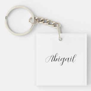 Calligraphy Elegant Black White Plain Simple Name Keychain