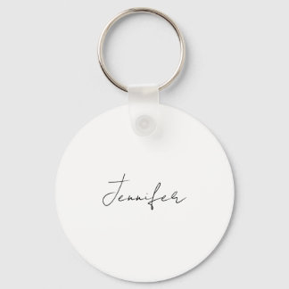Calligraphy Elegant Black White Plain Simple Name Keychain