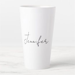 Calligraphy Elegant Black White Plain Simple Name Latte Mug