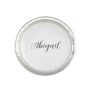 Calligraphy Elegant Black White Plain Simple Name Ring