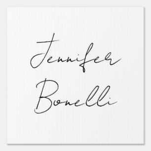 Calligraphy Elegant Black White Plain Simple Name Sign