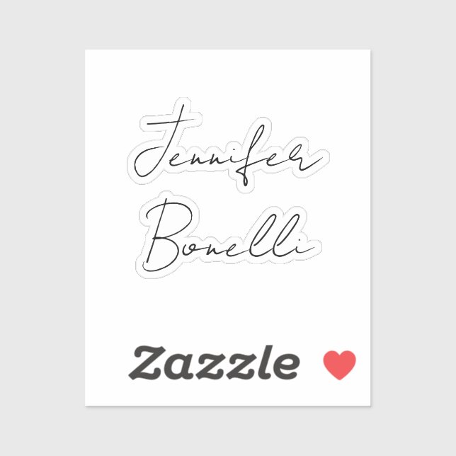 Calligraphy Elegant Black White Plain Simple Name Sticker (Sheet)