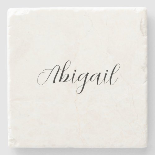Calligraphy Elegant Black White Plain Simple Name Stone Coaster
