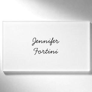 Calligraphy Elegant Black & White Plain Simple Name Tag
