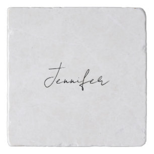 Calligraphy Elegant Black White Plain Simple Name Trivet