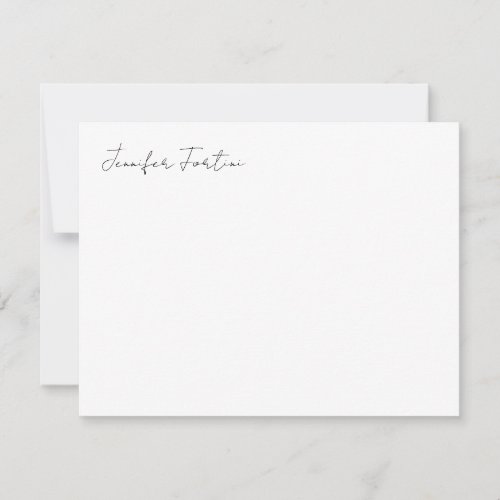 Calligraphy Elegant Black  White Plain Simple Note Card