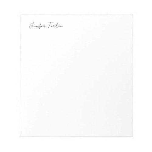 Calligraphy Elegant Black  White Plain Simple Notepad