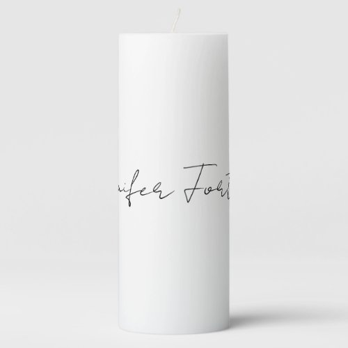 Calligraphy Elegant Black  White Plain Simple Pillar Candle