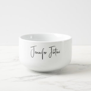 Calligraphy Elegant Black & White Plain Simple Soup Mug
