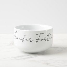 Calligraphy Elegant Black &amp; White Plain Simple Soup Mug