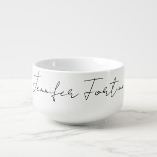 Calligraphy Elegant Black & White Plain Simple Soup Mug